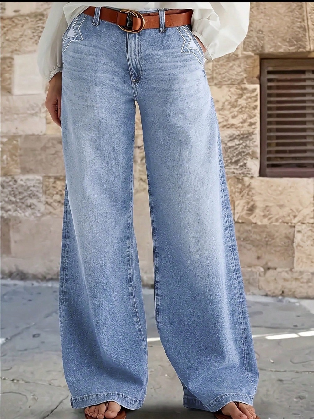 High-Rise Light Blue Wide-Leg Jeans — Flared Women’s Denim
